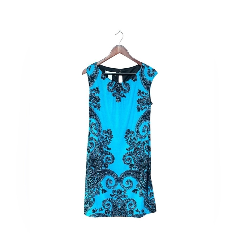 Studio by London Times Turquoise Paisley Sleeveless Shift Dress Size 8 NWT